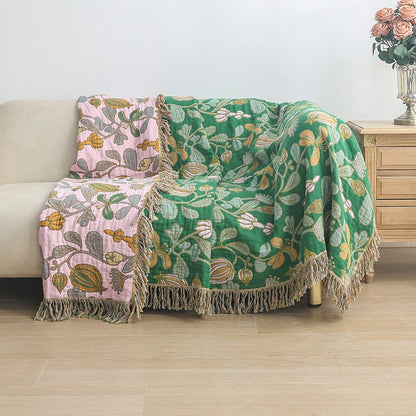 FLORAL GROVE TASSELED BLANKET