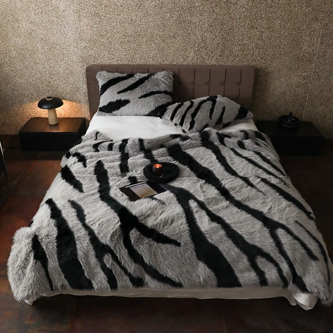 Zebra Faux Fur Blanket