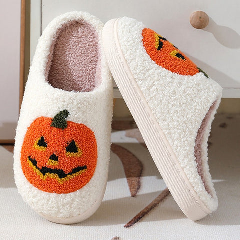 Halloween Pumpkin Slippers – Cozy Indoor House Shoes