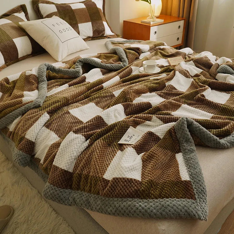 KINOKAWA PLAID PLUSH BLANKET