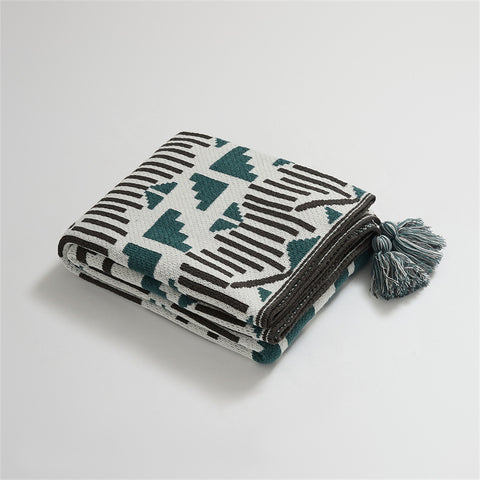Tribal Throw Blanket with Tassels