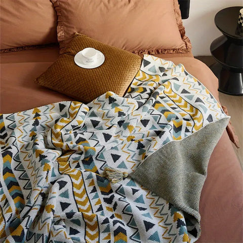 Tribal Throw Blanket with Tassels