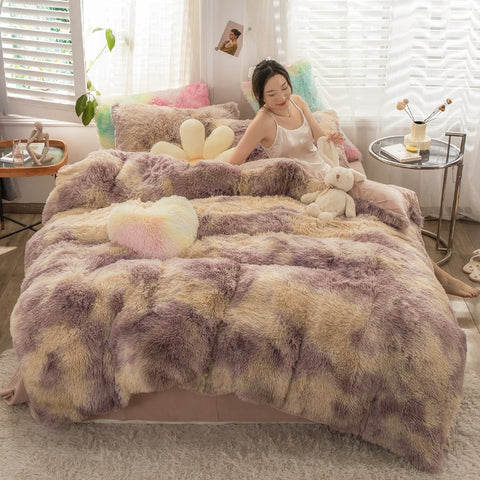 Fluffy Mink Velvet Duvet Cover Set 4pcs