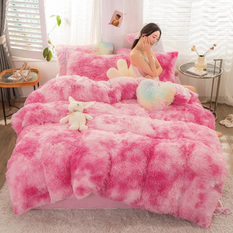 Fluffy Mink Velvet Duvet Cover Set 4pcs
