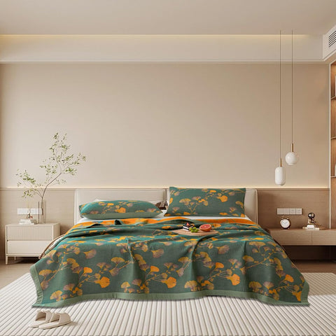 Golden Dusk Ginkgo Quilt Bedding Set