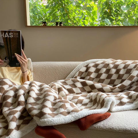 Checkered Soft Sherpa Blanket