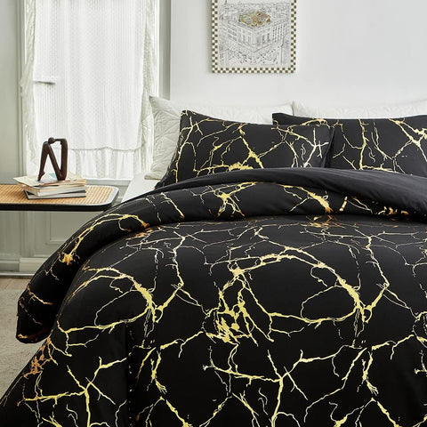 Black & Gold Marble Duvet Cover Set | Bedding Set(3PCS)