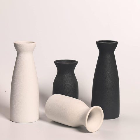 Matte Minimalist Ceramic Black & White Vase Set
