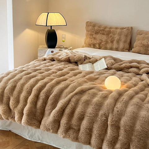 Faux Rabbit Fur Minky Blanket