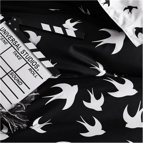 Black & White Bird Reversible Duvet Cover | Bedding Set(3PCS)