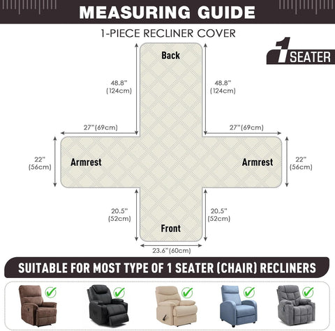 Waterproof Recliner Slipcover - Non Slip & Pet Friendly
