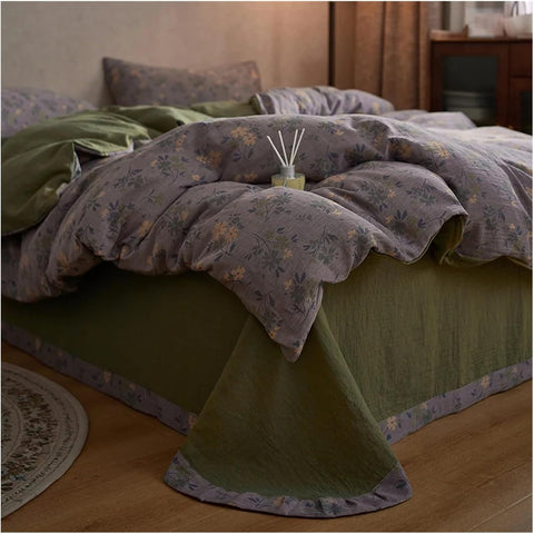 Olive Bloom Cotton Gauze Bedding Set(4 PCS)