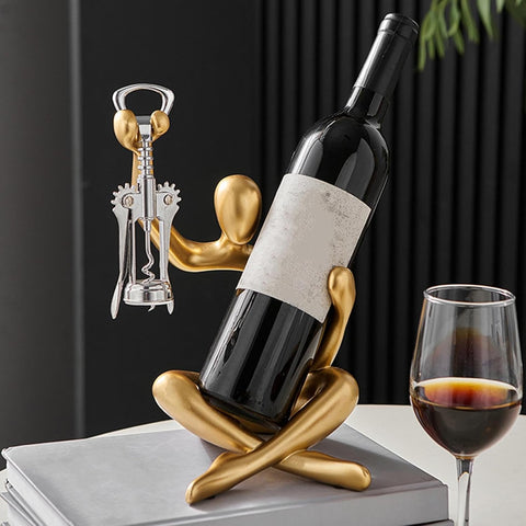 Golden Resin Wine Rack Sculpture