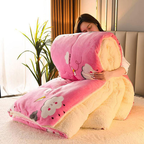 Pink Sherpa Blanket with Quilt Core