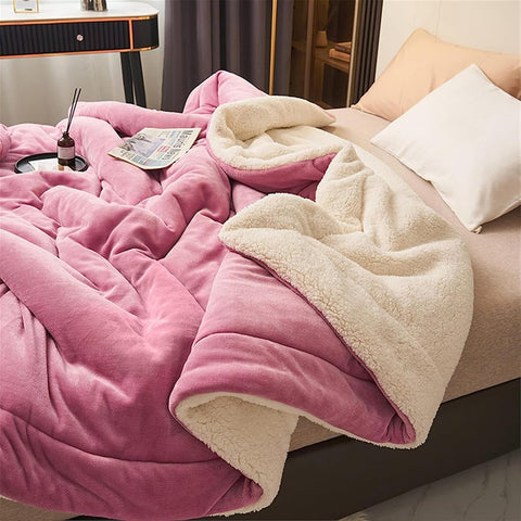 Sherpa Flannel Throw Blanket