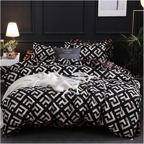 Luxury Black Reversible Duvet Cover | Bedding Set(3PCS)