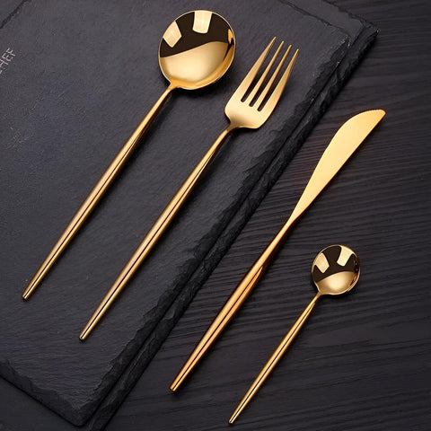 Matte Gold Silverware Set - 18/10 Stainless Steel Flatware