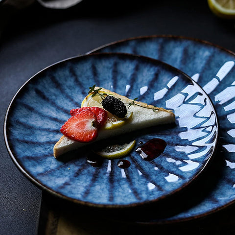 Sunflower Blue Glaze Plate