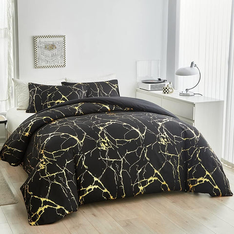 Black & Gold Marble Duvet Cover Set | Bedding Set(3PCS)