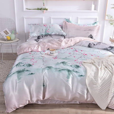 Sakura Mist Duvet Cover | Bedding Set (4PCS)