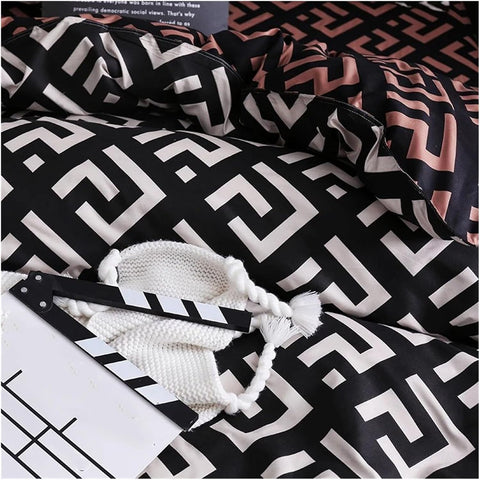 Luxury Black Reversible Duvet Cover | Bedding Set(3PCS)