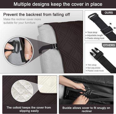 Waterproof Recliner Slipcover - Non Slip & Pet Friendly