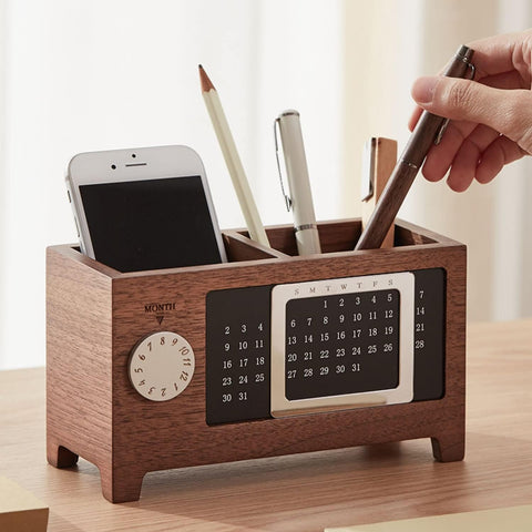 Wooden Desk Organizer With Calendar