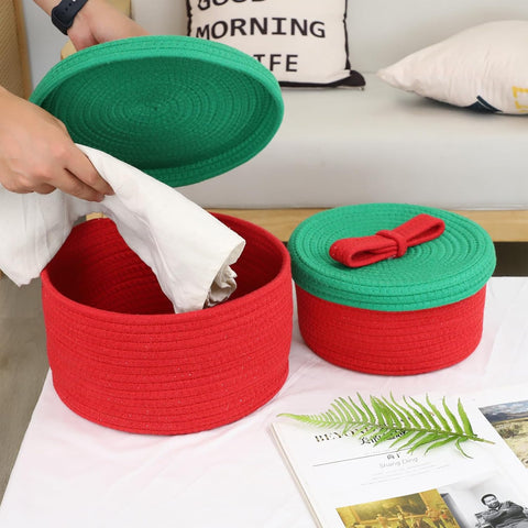 Nora Handwoven Storage Cotton Basket with Lid