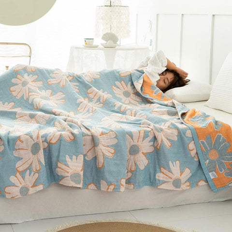 Kasumi Cotton Blanket - Reversible Daisy