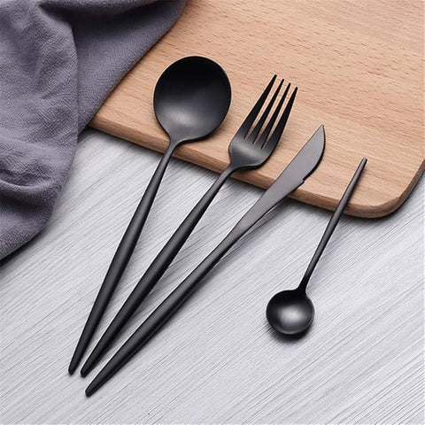 Rome Black Cutlery Set
