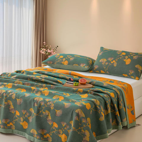 Golden Dusk Ginkgo Quilt Bedding Set
