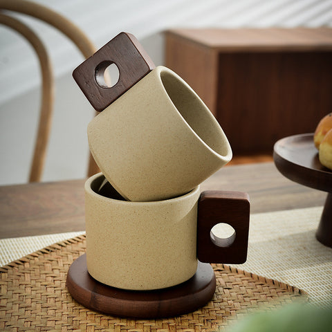 Japanese Ceramic Mug with Coaster