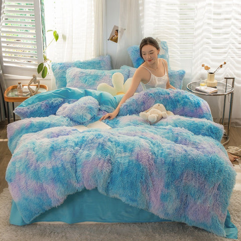 Fluffy Mink Velvet Duvet Cover Set 4pcs