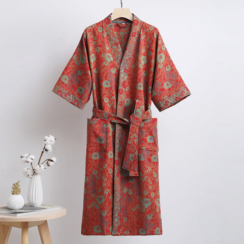 Floral Cotton Kimono Bathrobe