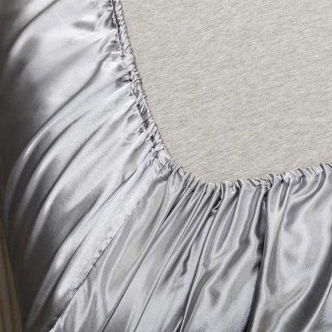 Luxury Silver Gray Satin Bedding & Bed Sheet Set