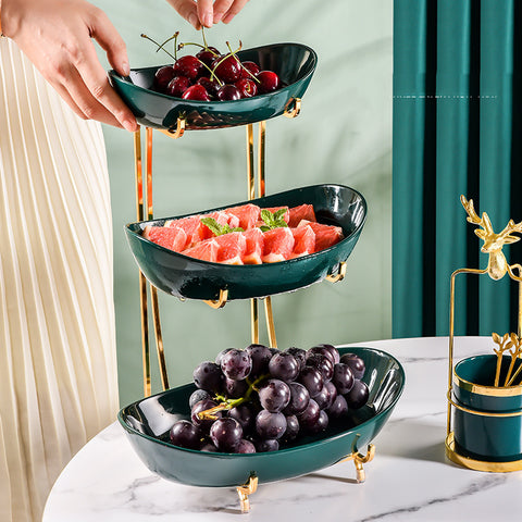 Ceramic Serving Bowls with Metal Stand