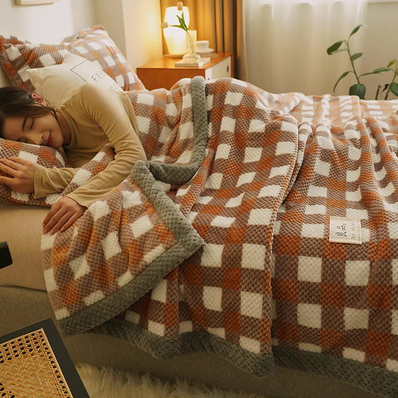 KINOKAWA PLAID PLUSH BLANKET