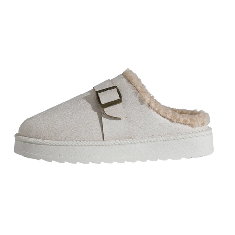 Women's Fleece Buckle Cotton Slippers