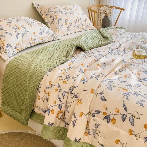 Cozy Quilt Blanket with Textured Velvet