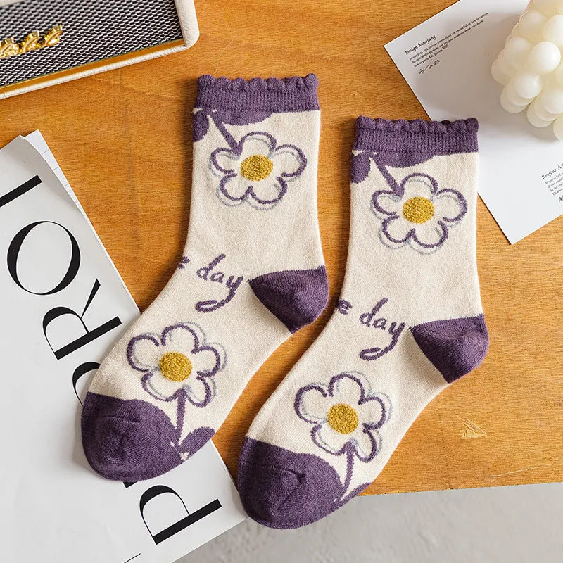 DAHLIA FLORAL WOOL SOCKS