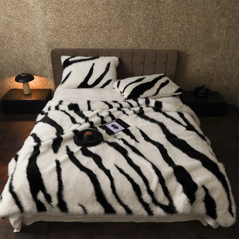 Zebra Faux Fur Blanket