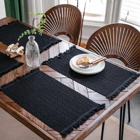 Boho Hempweave Tasseled Table Cloths