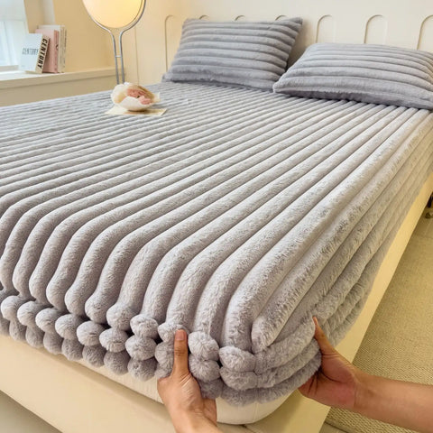 Quilted Velvet Fitted Bed Sheet