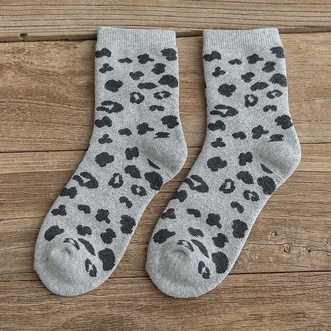 Leopard Terry Cotton Socks Women