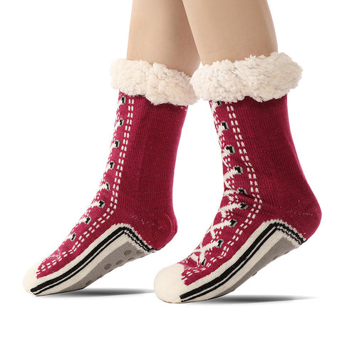 Women's Lace-Up Pattern Winter Crew Socks