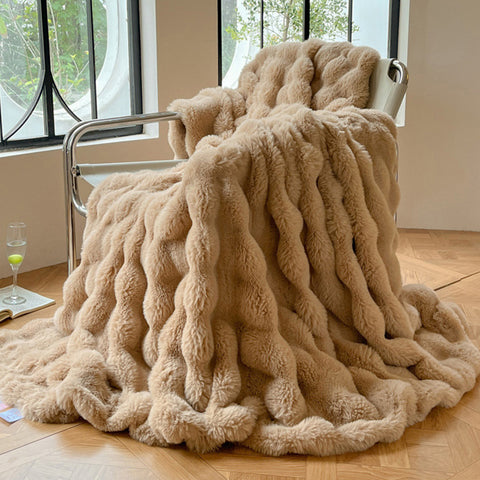 Faux Rabbit Fur Minky Blanket