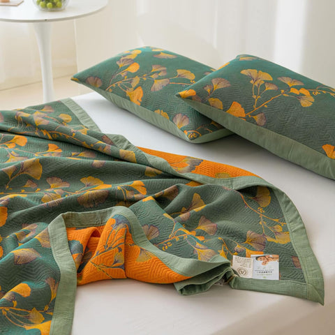 Golden Dusk Ginkgo Quilt Bedding Set