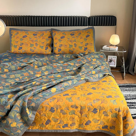 Ginkgo Dream Reversible Cotton Quilt