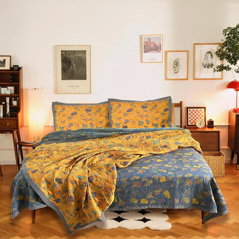 Ginkgo Dream Reversible Cotton Quilt