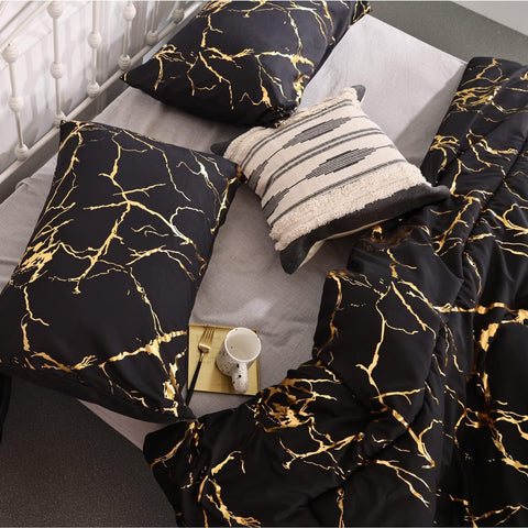 Black & Gold Marble Duvet Cover Set | Bedding Set(3PCS)